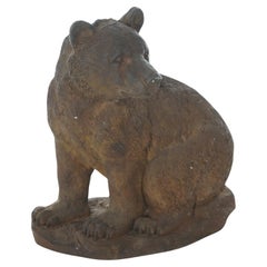 Bronzed Cast Hard Stone Woodland Seated Bear Garden Statue