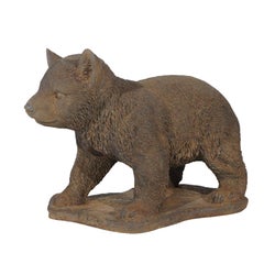 Bronzed Cast Hard Stone Woodland Walking Bear Cub Garden Statue