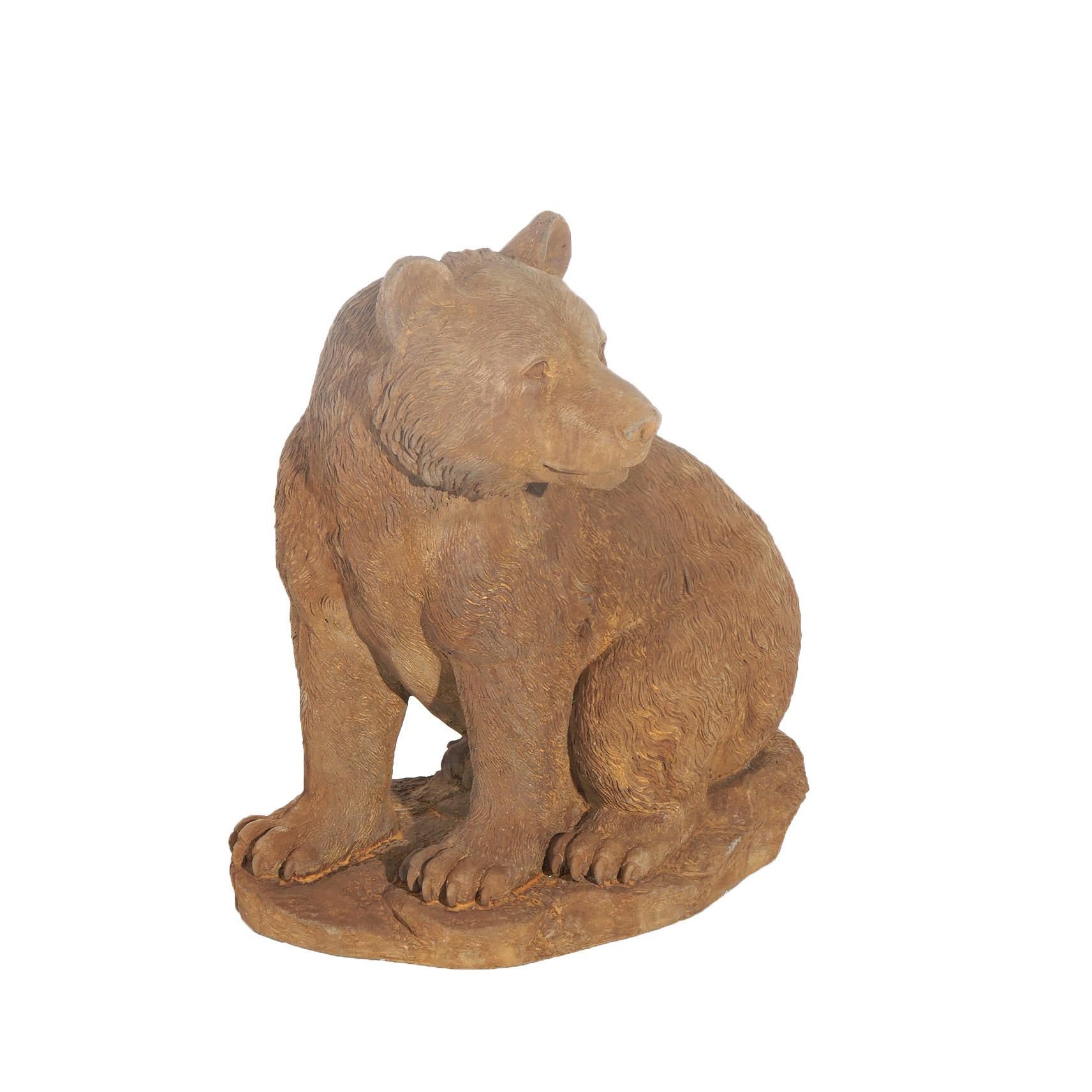 ***Reduced Delivery Rates - See Below or Click “Ask The Seller” to Request a Quote***

Bronzed Cast Hardstone Seated Black Bear Cub Garden Statue 20thC

Measures  - 22 1/4