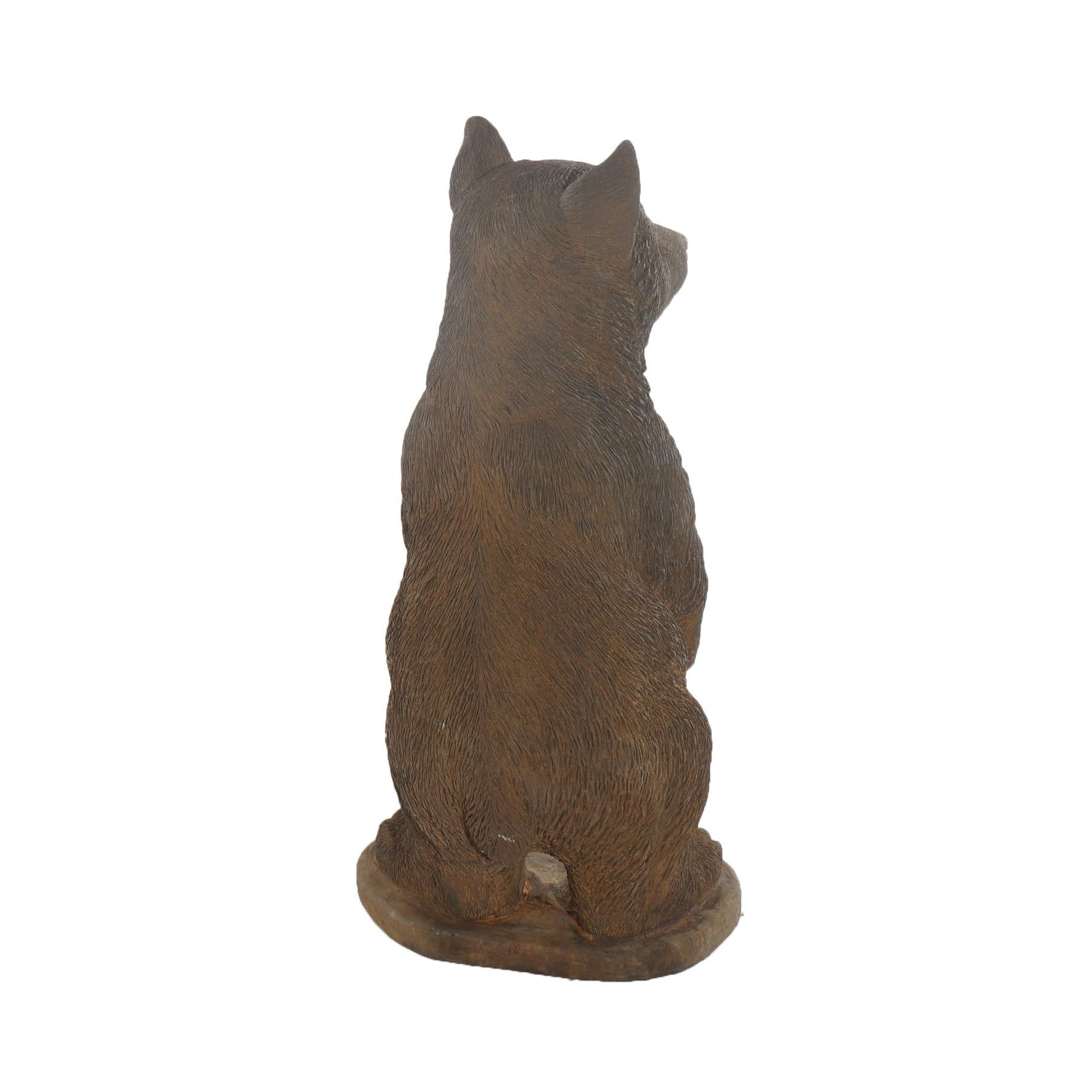 Bronzed Cast Hardstone Standing Black Bear Cub Garden Statue 20thC 6