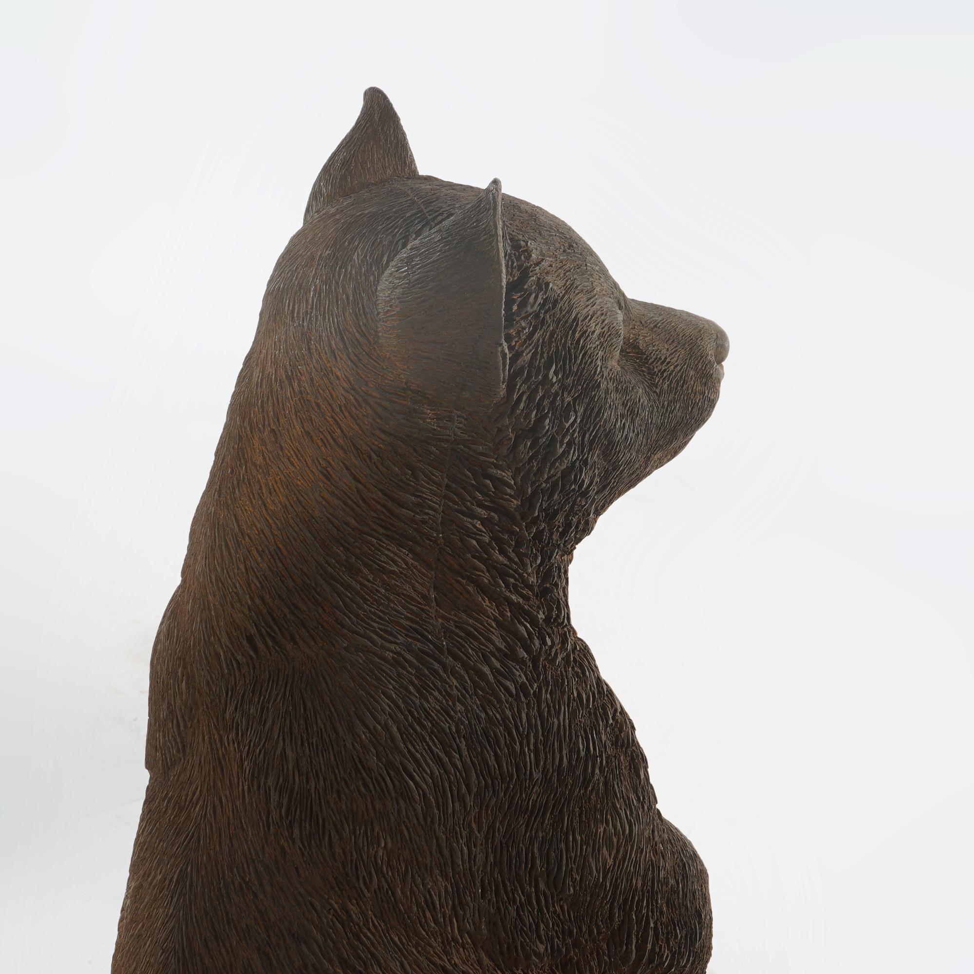 Bronzed Cast Hardstone Standing Black Bear Cub Garden Statue 20thC 7