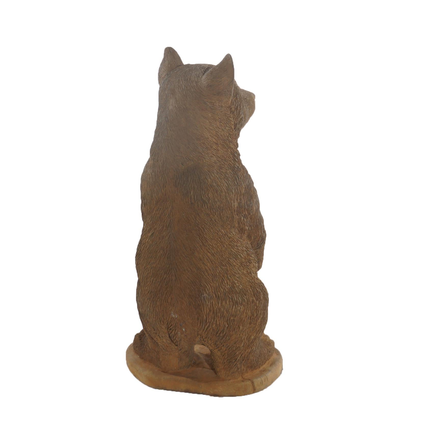 Bronzed Cast Hardstone Standing Black Bear Cub Garden Statue 20thC 1