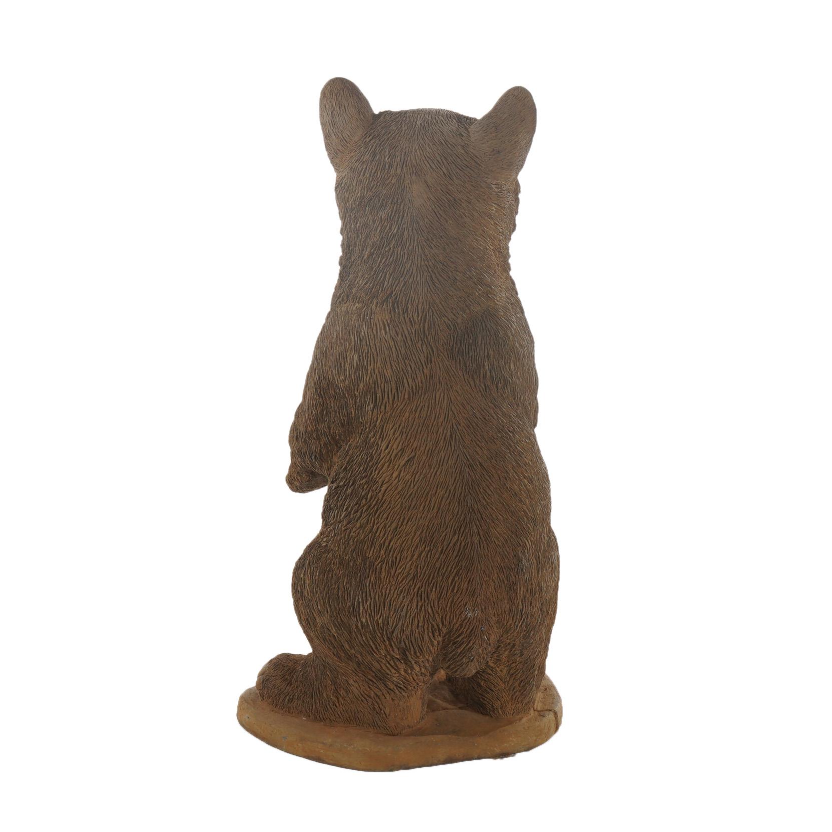 Bronzed Cast Hardstone Standing Black Bear Cub Garden Statue 20thC 3