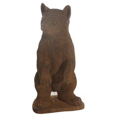 Bronzed Cast Hardstone Standing Black Bear Cub Garden Statue 20thC