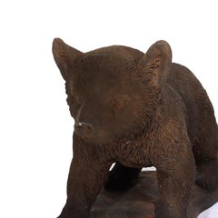 Bronzed Cast Stone Bear Cub Garden Sculpture 20thC