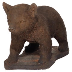 Bronzed Cast Stone Bear Cub Garden Sculpture 20thC