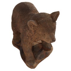 Bronzed Cast Stone Bear Cub Garden Sculpture 20thC