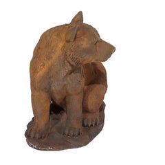 Bronzed Cast Stone Sitting Bear Garden Sculpture 20thC