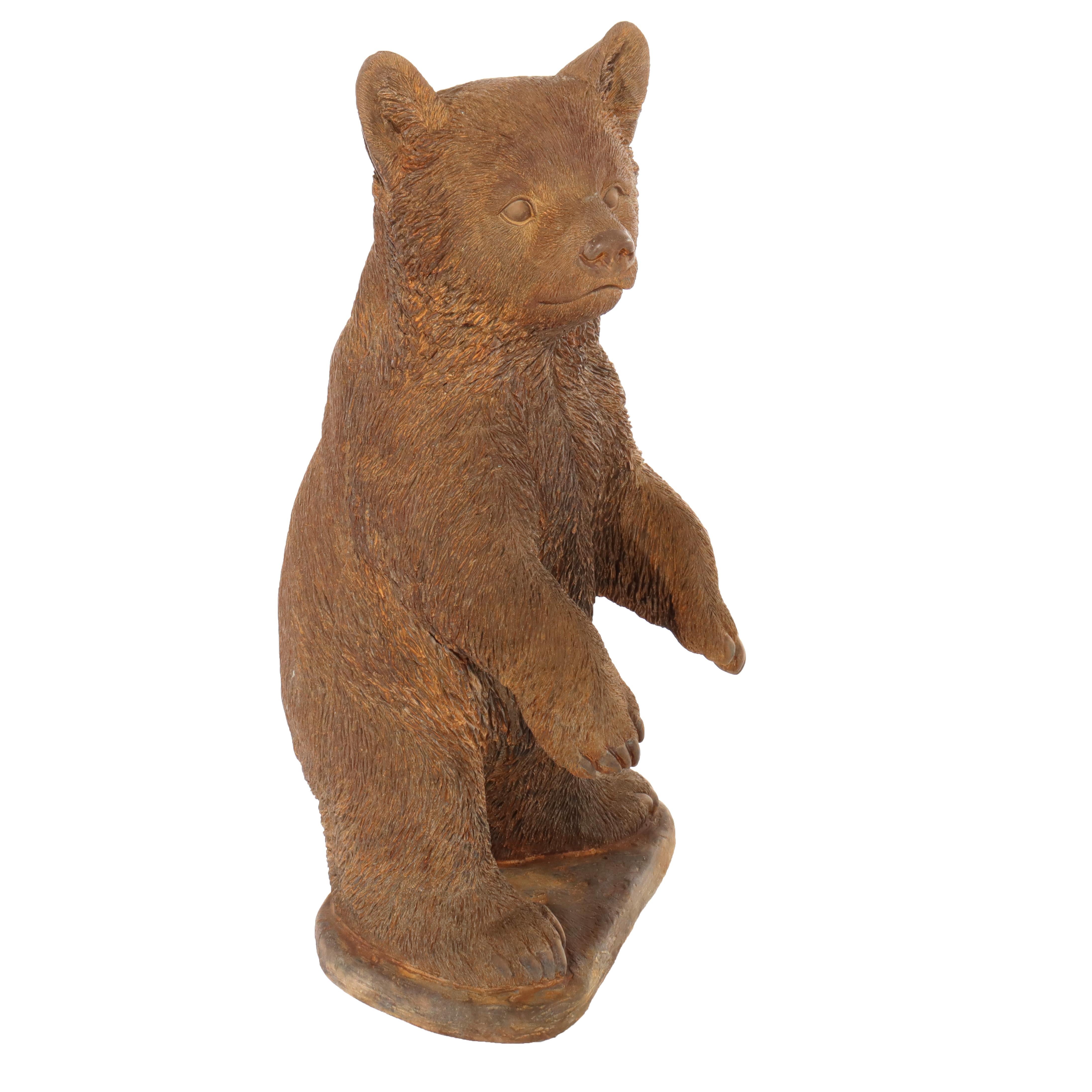 Scultura da giardino di orso in piedi in pietra fusa bronzata del XX secolo in vendita 6