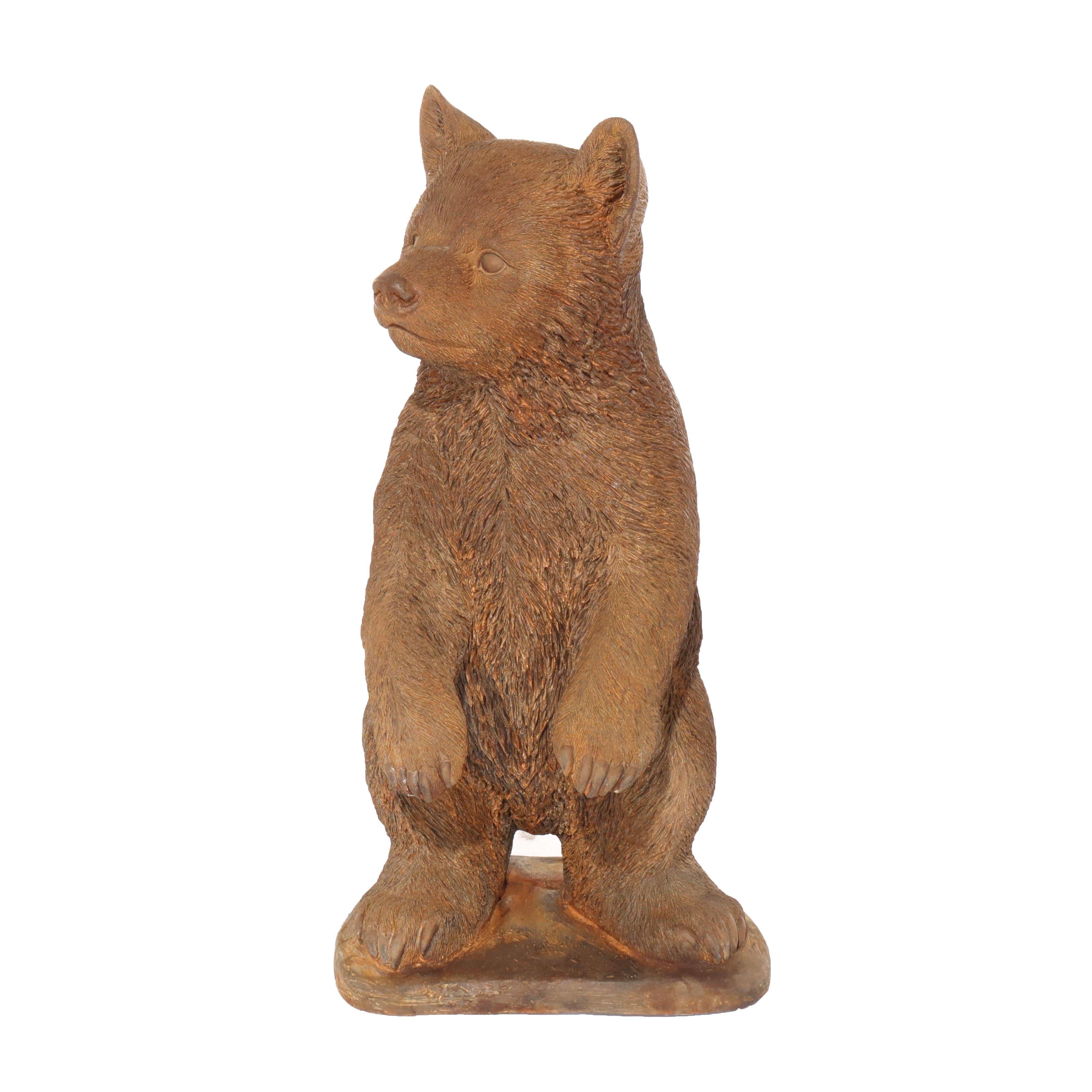 Scultura da giardino di orso in piedi in pietra fusa bronzata del XX secolo in vendita 7