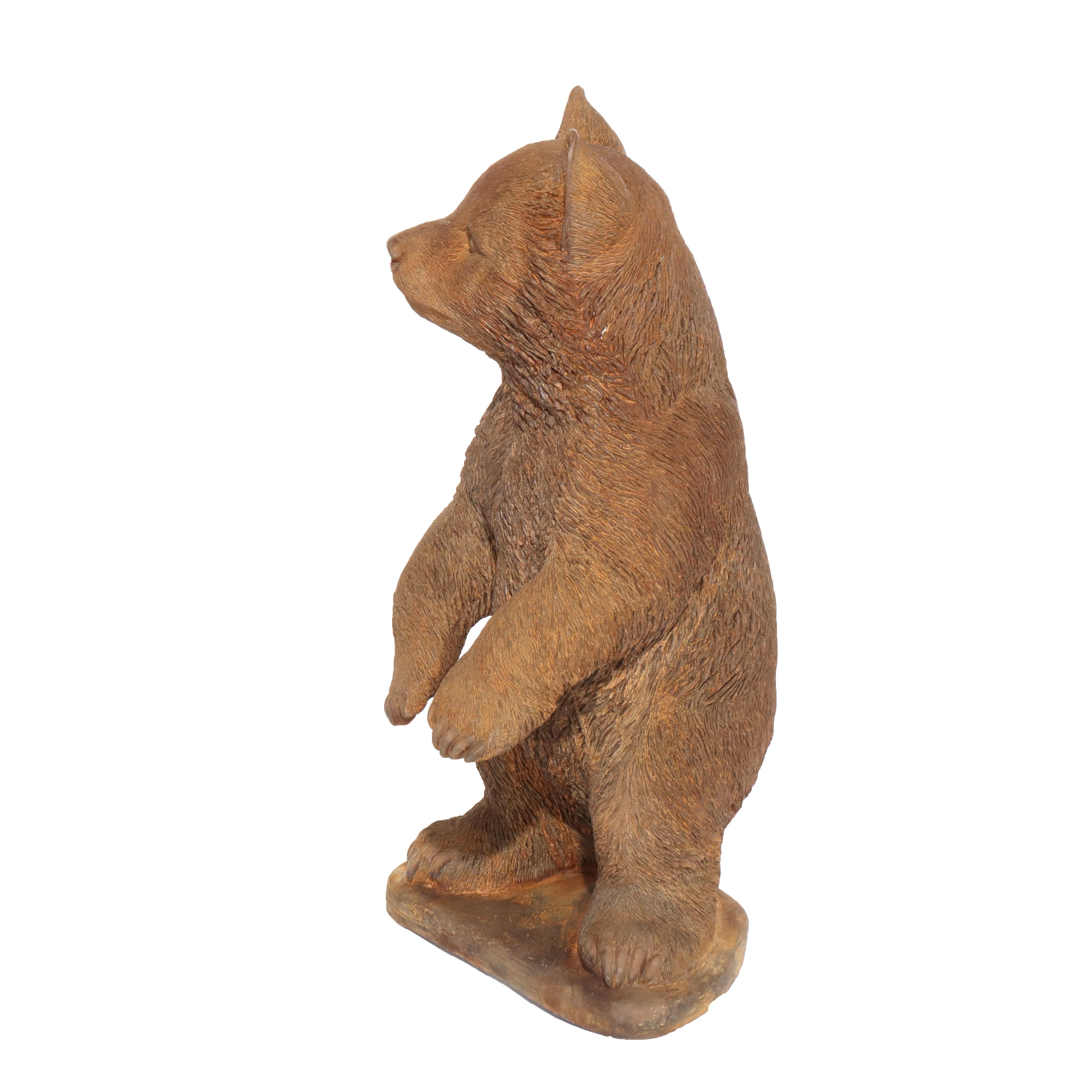 Scultura da giardino di orso in piedi in pietra fusa bronzata del XX secolo in vendita 1