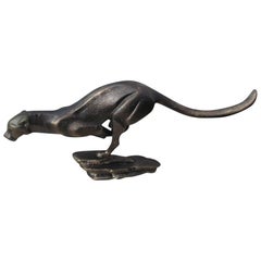 Bronzed Chasing Cheetah on Pedestal
