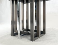 Bronzed & Chrome Base Ebonized Mahogany Square Top Conference Dining Table MINT!