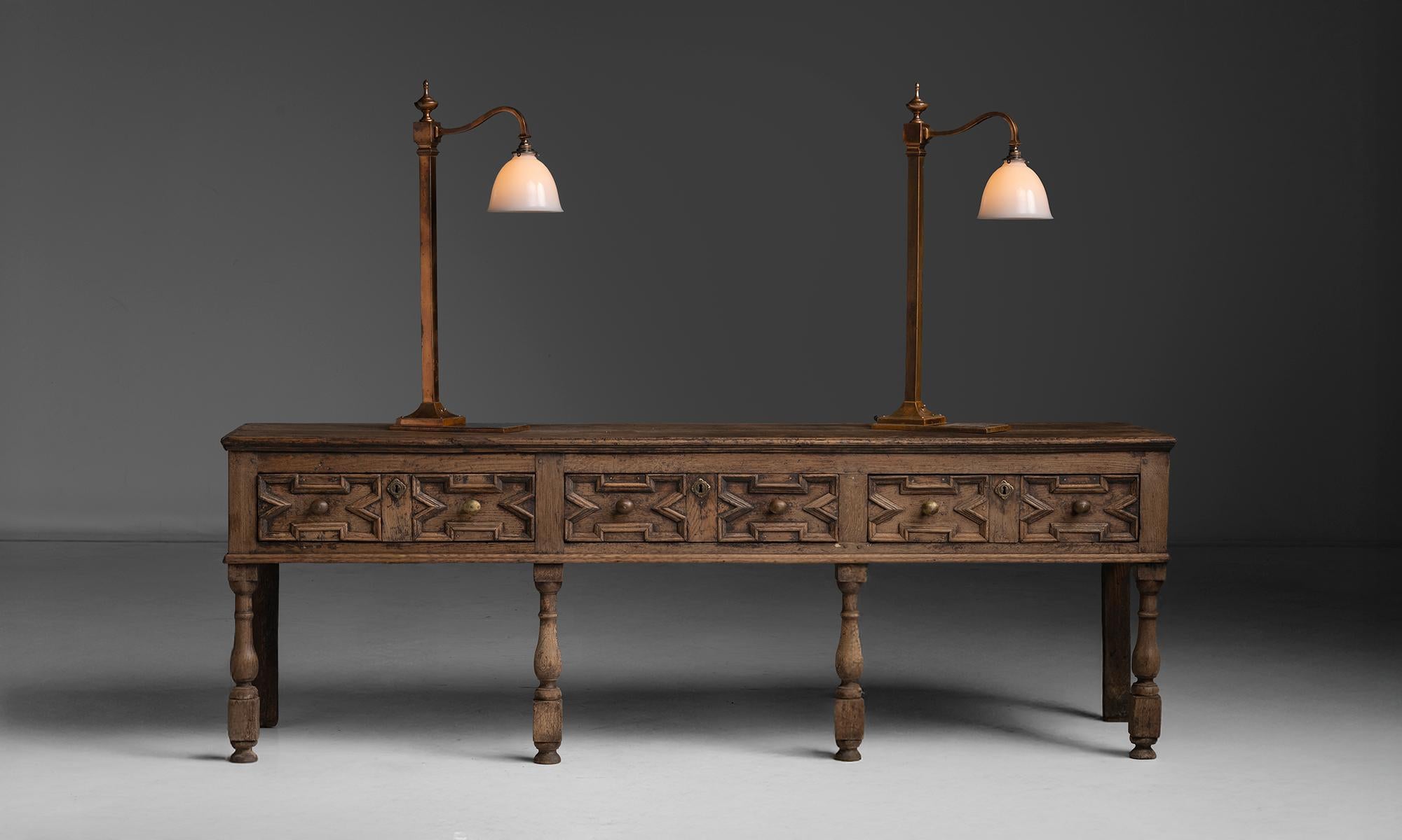 Brass Bronzed Counter Lamps, England circa 1930 For Sale