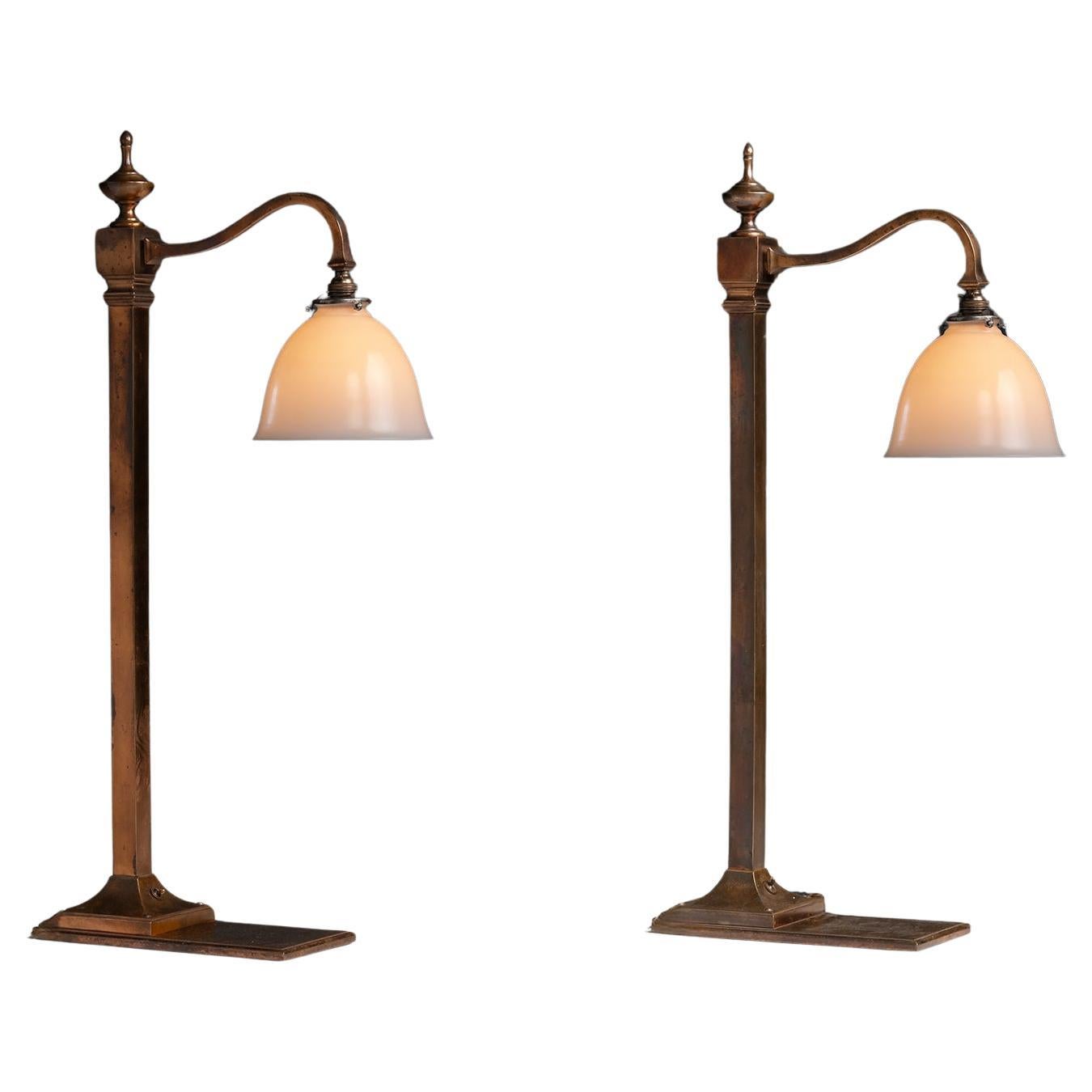 Lampes de comptoir en bronze, Angleterre vers 1930
