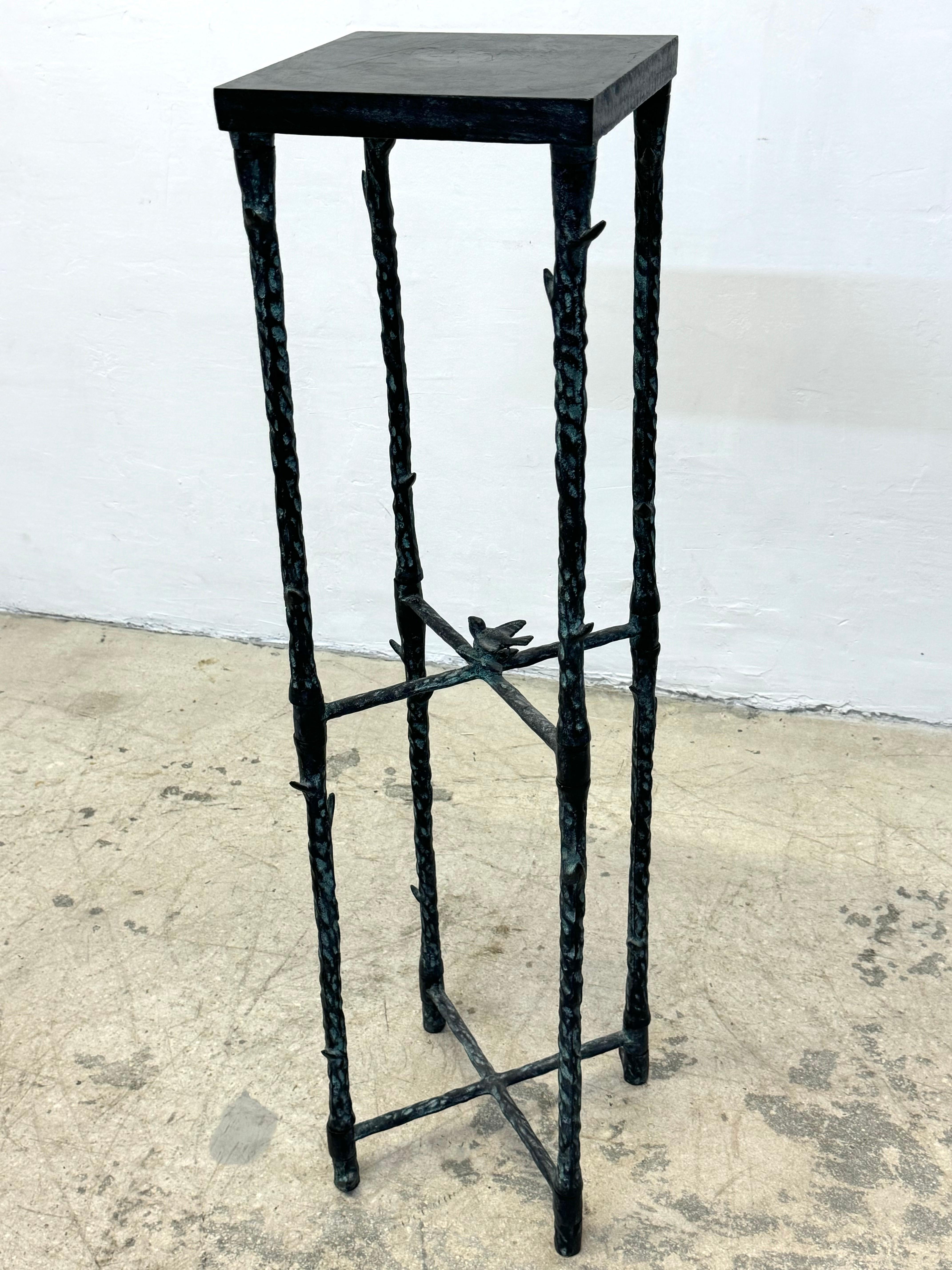 Mid-Century Modern Bronzed Finish Iron Pedestal Stand in the Style of Alberto Giacometti