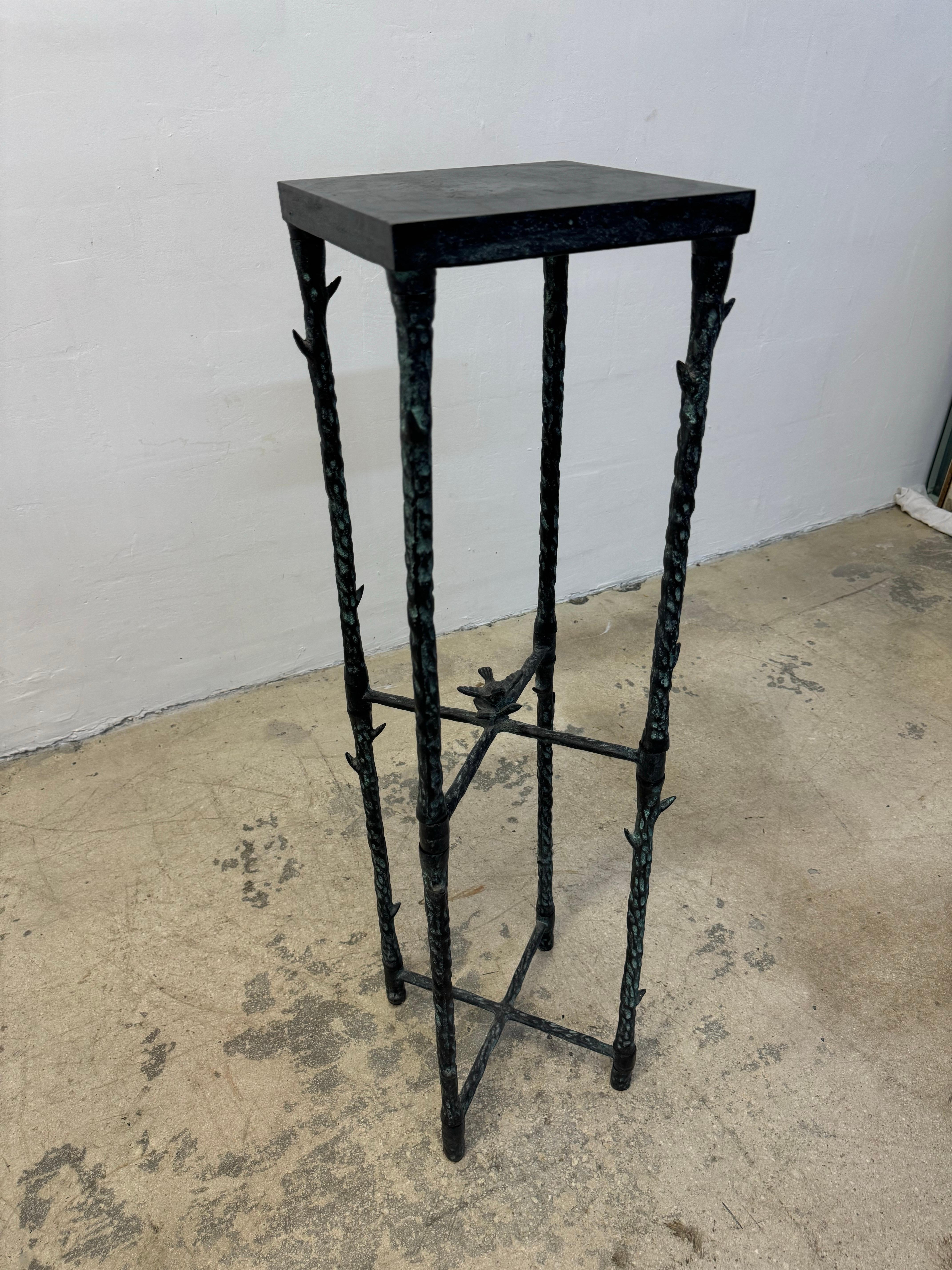Unknown Bronzed Finish Iron Pedestal Stand in the Style of Alberto Giacometti
