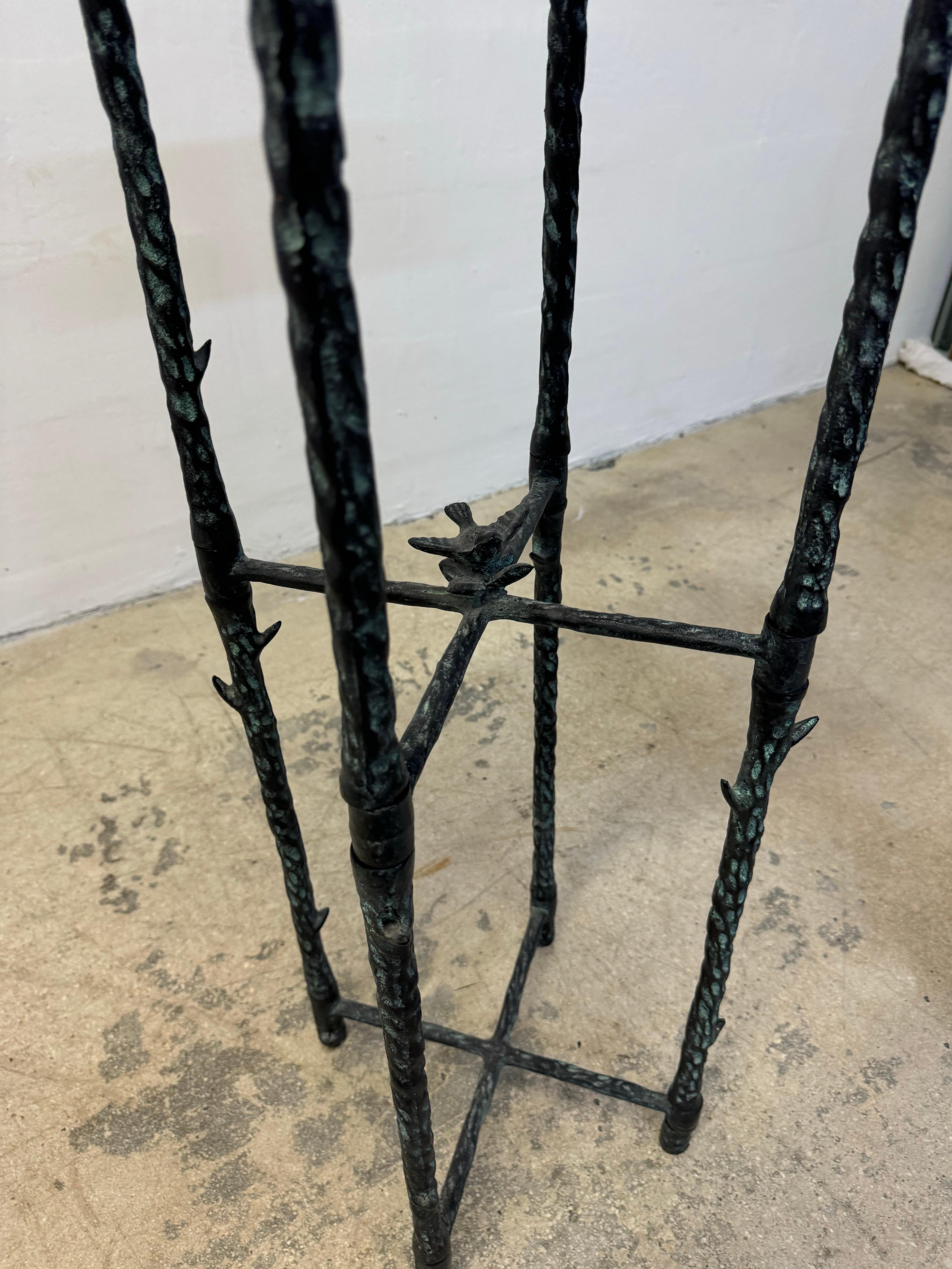 20th Century Bronzed Finish Iron Pedestal Stand in the Style of Alberto Giacometti