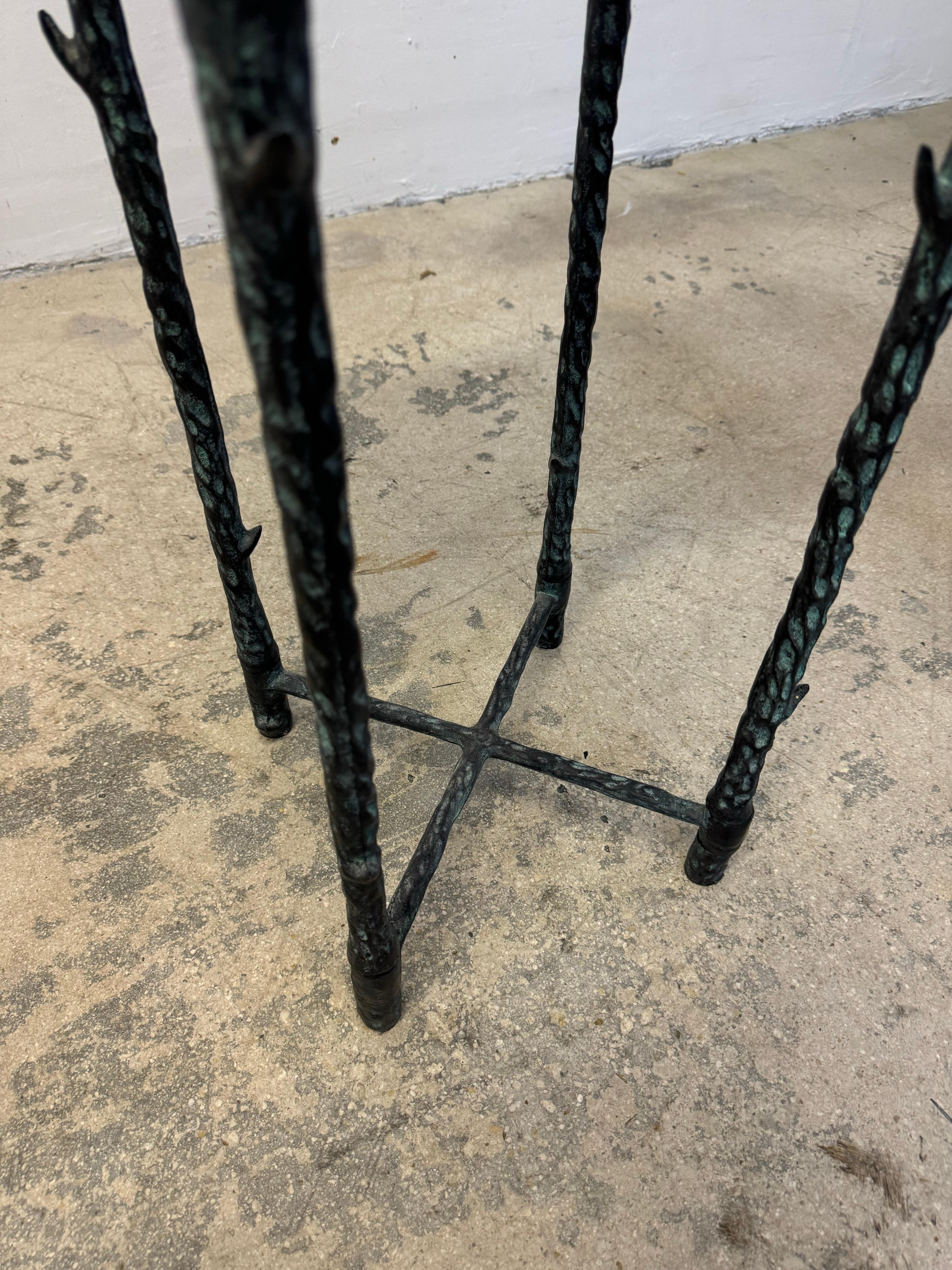 Bronzed Finish Iron Pedestal Stand in the Style of Alberto Giacometti 1