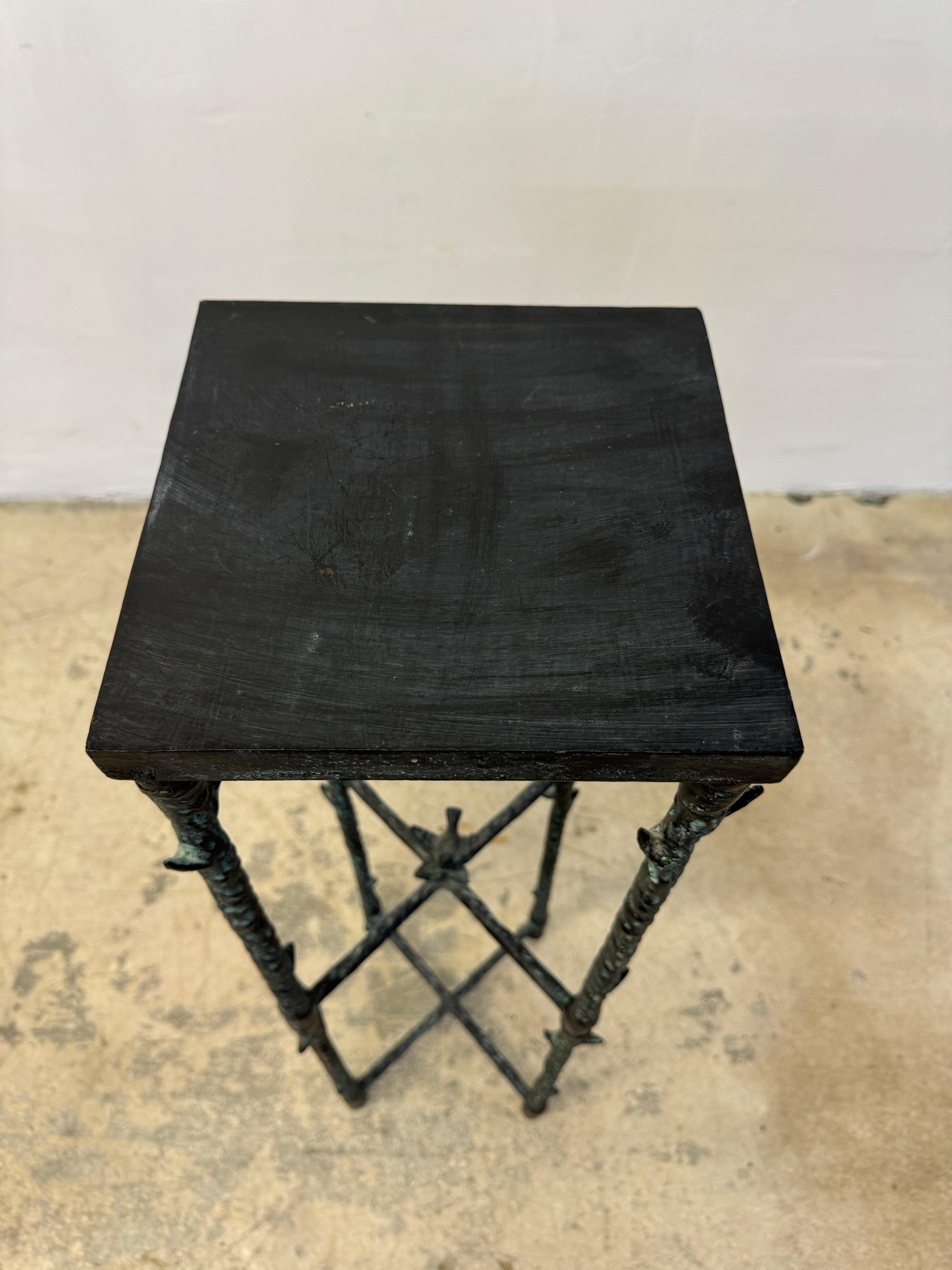 Bronzed Finish Iron Pedestal Stand in the Style of Alberto Giacometti 2