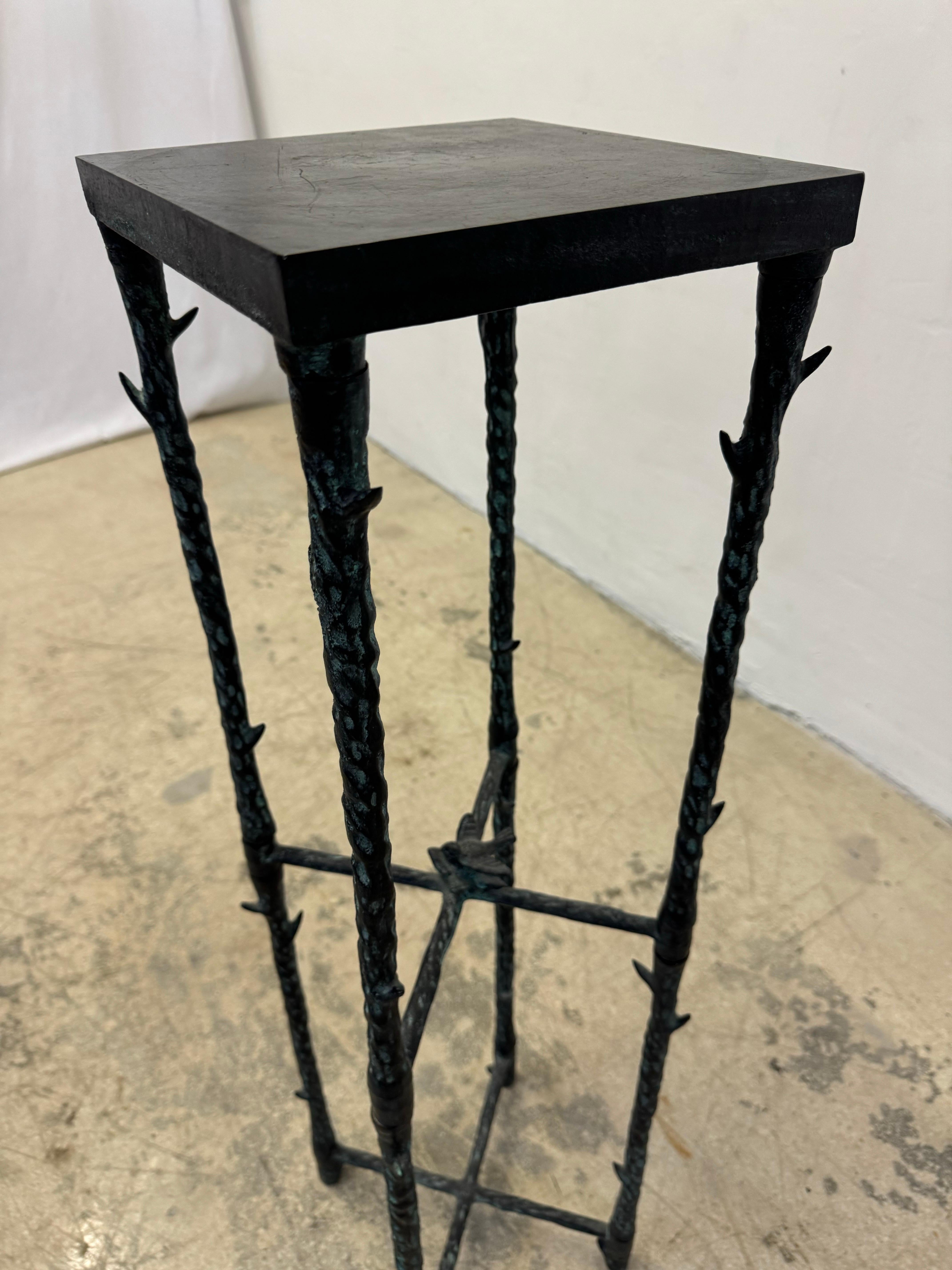 Bronzed Finish Iron Pedestal Stand in the Style of Alberto Giacometti 3