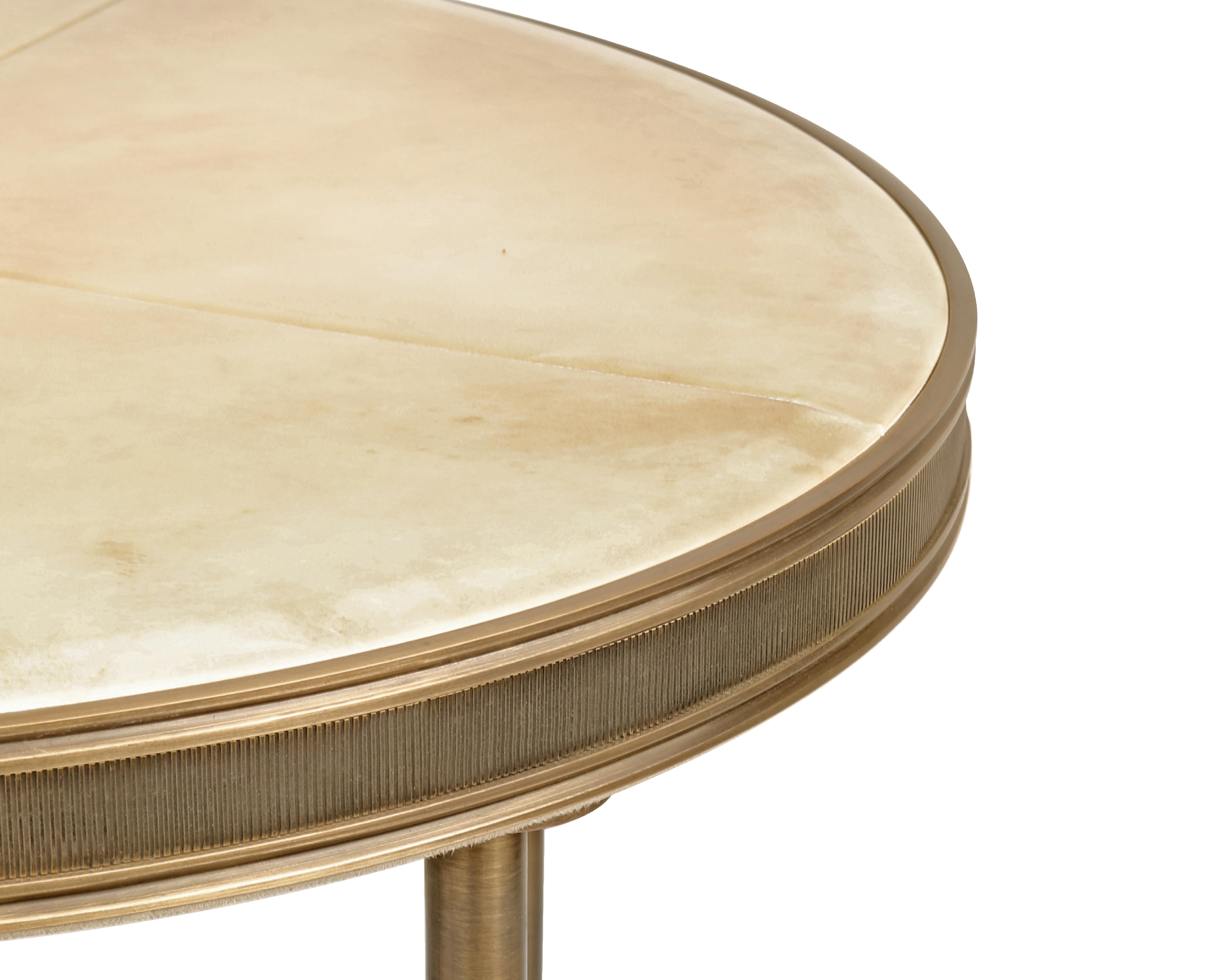 Metal Bronzed Finish Mandel Round Table by Madheke For Sale