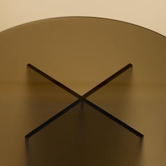 Bronzed Glass Round Side Table, Made in Italy