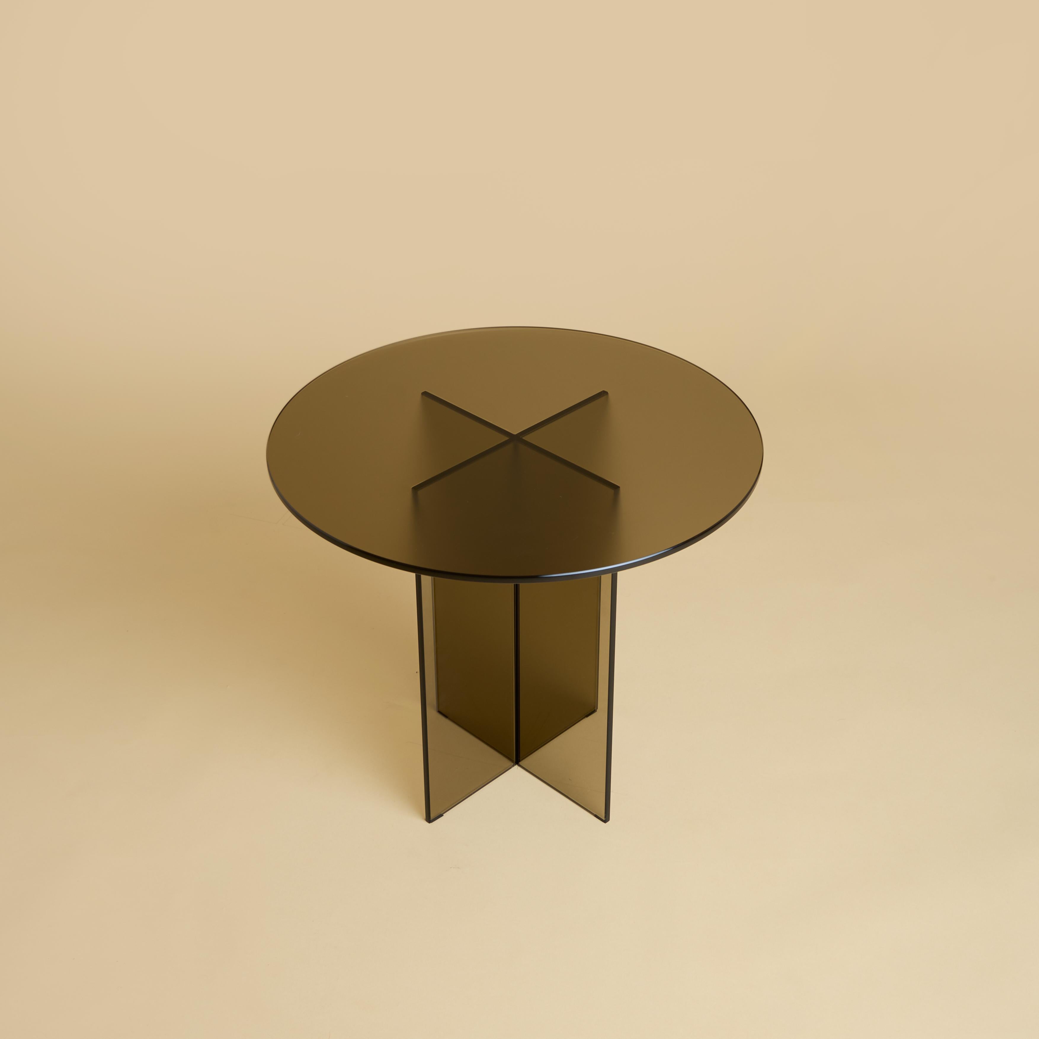 Modern Bronzed Glass Round Side Table, Made in Italy For Sale