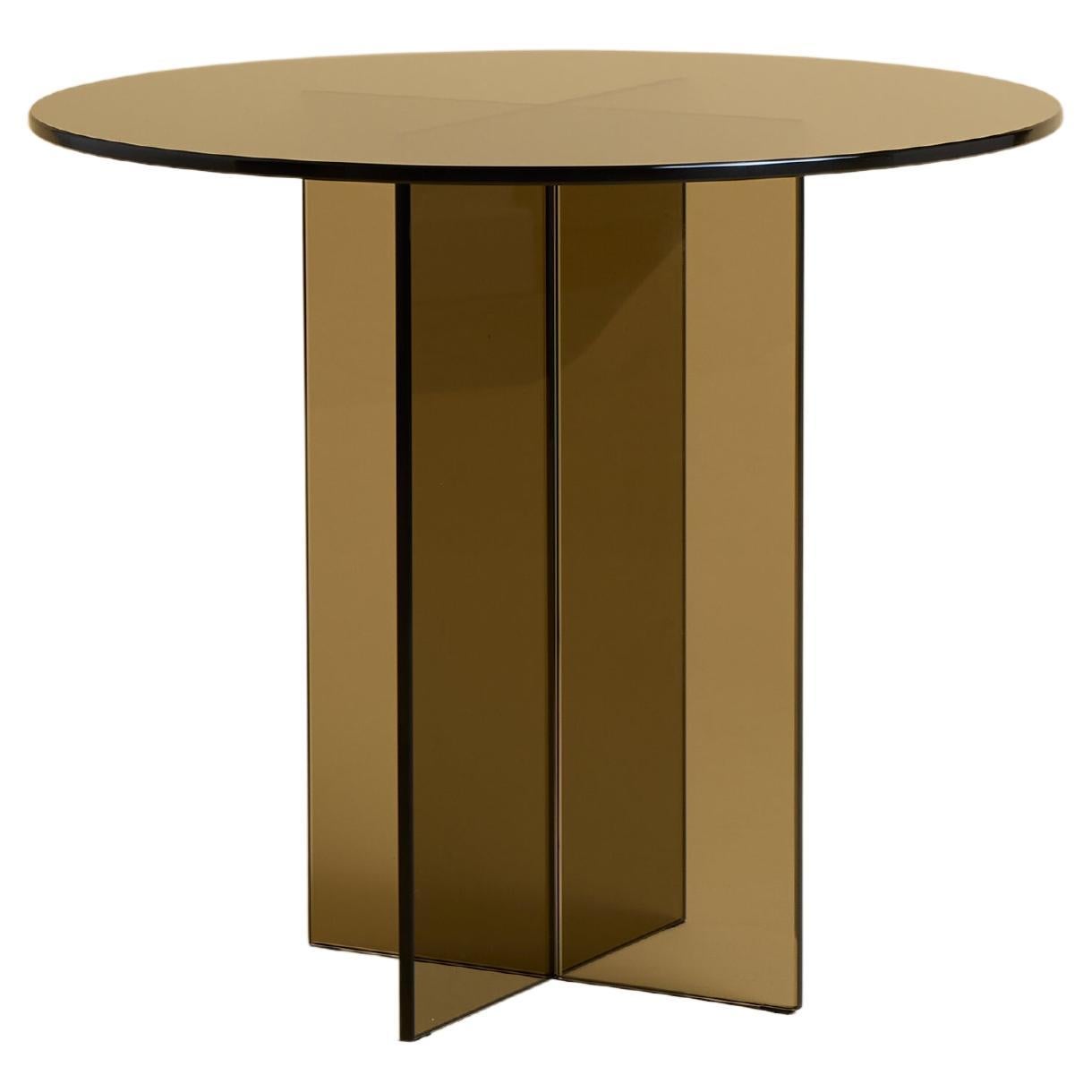 Bronzed Glass Round Side Table, Made in Italy For Sale