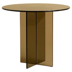 Bronzed Glass Round Side Table, Made in Italy