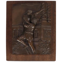 Bronzed High Relief Plaque Depicts Shakespeare's Classic Romeo & Juliet