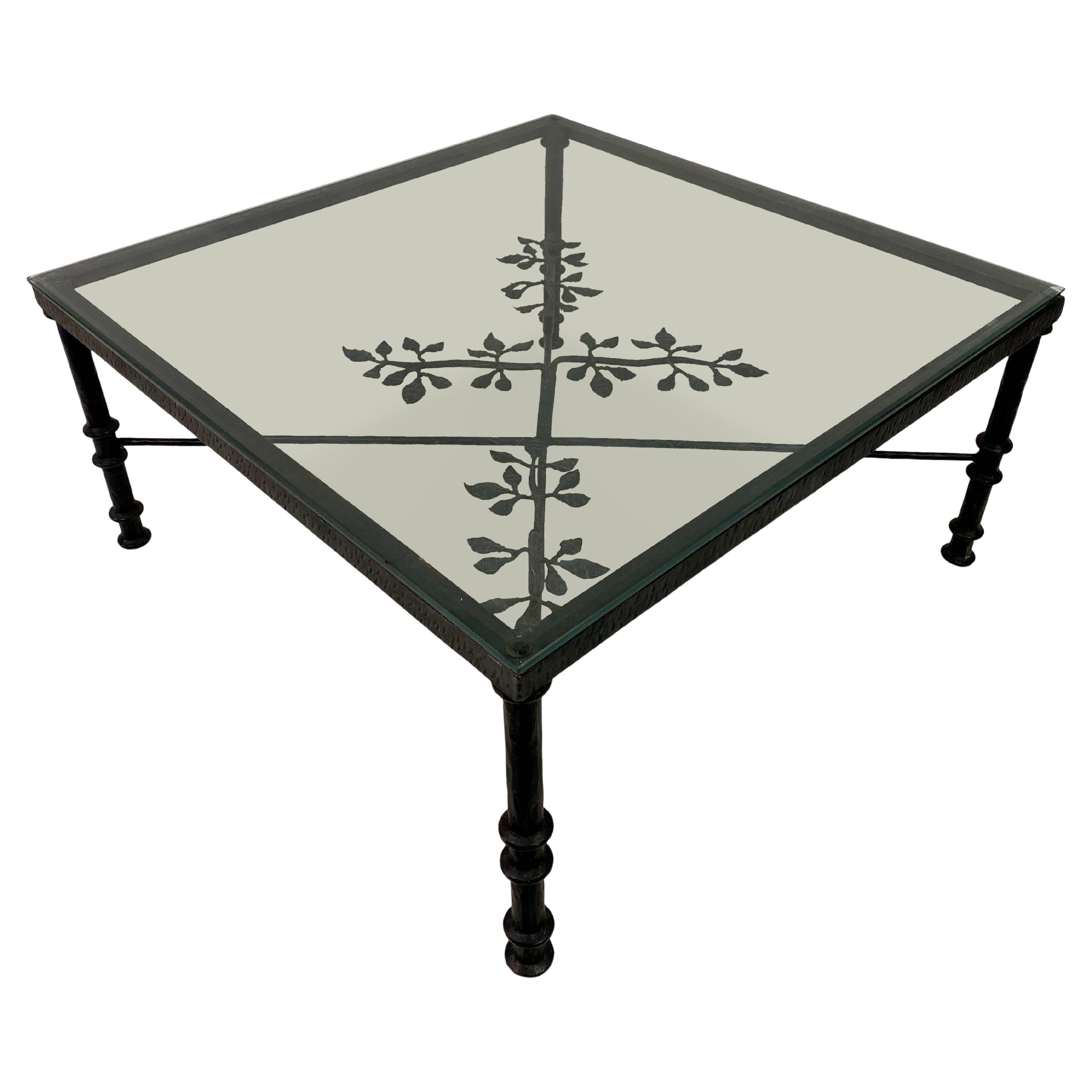 Hand Wrought Iron and Glass Coffee Table at 1stDibs
