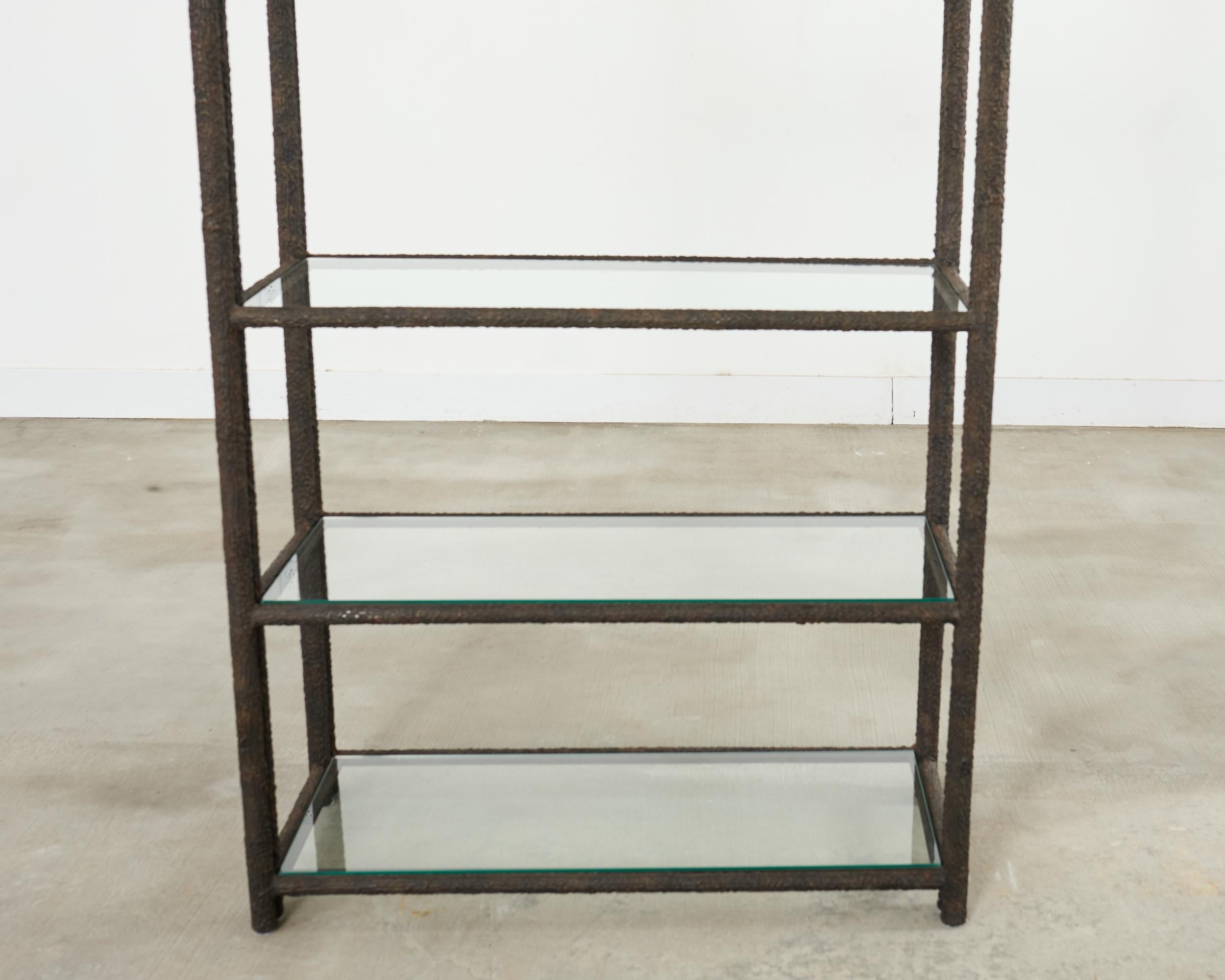 XXIe siècle et contemporain Etagère en fer bronzé Faux Bois à six étagères en vente