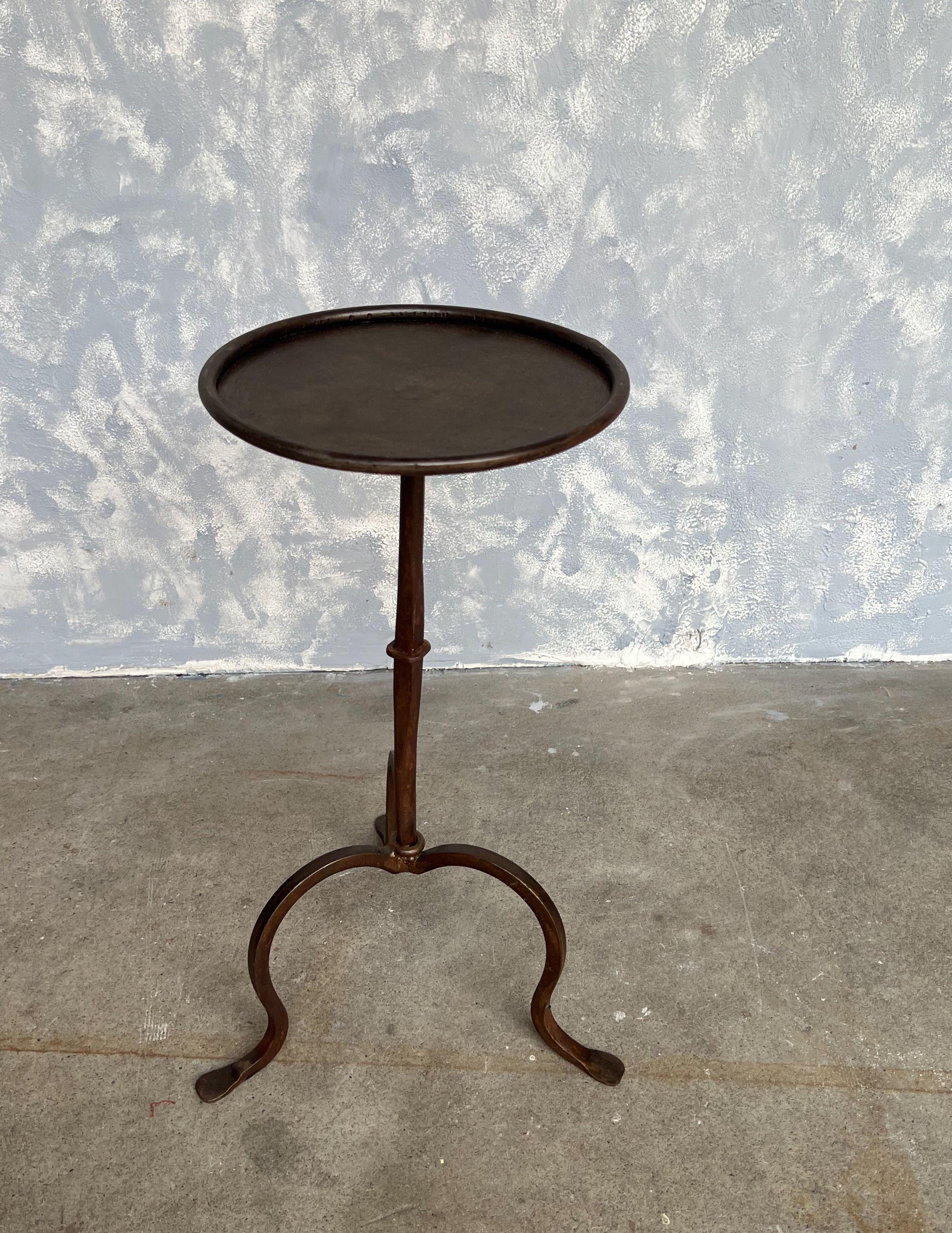 Spanish Bronzed Metal Drinks Table on a Tripod Base