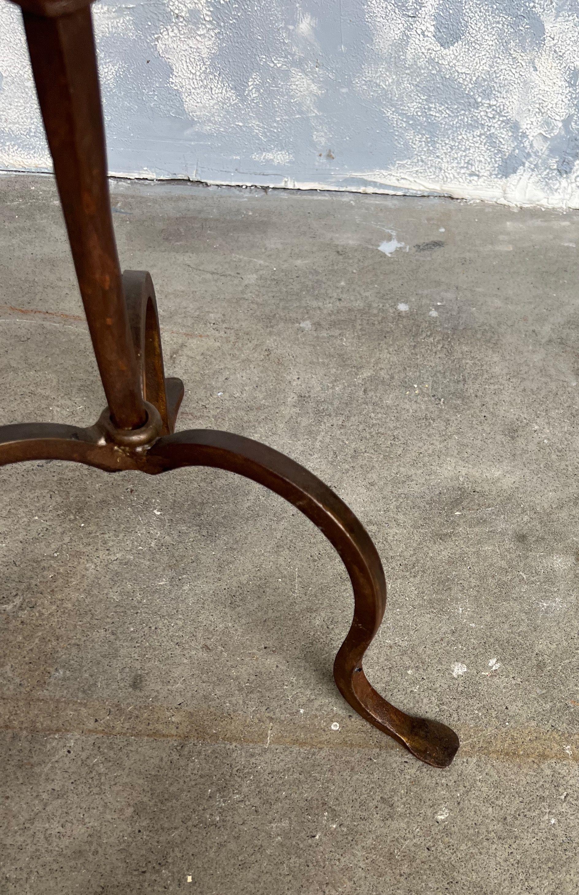 Mid-20th Century Bronzed Metal Drinks Table on a Tripod Base