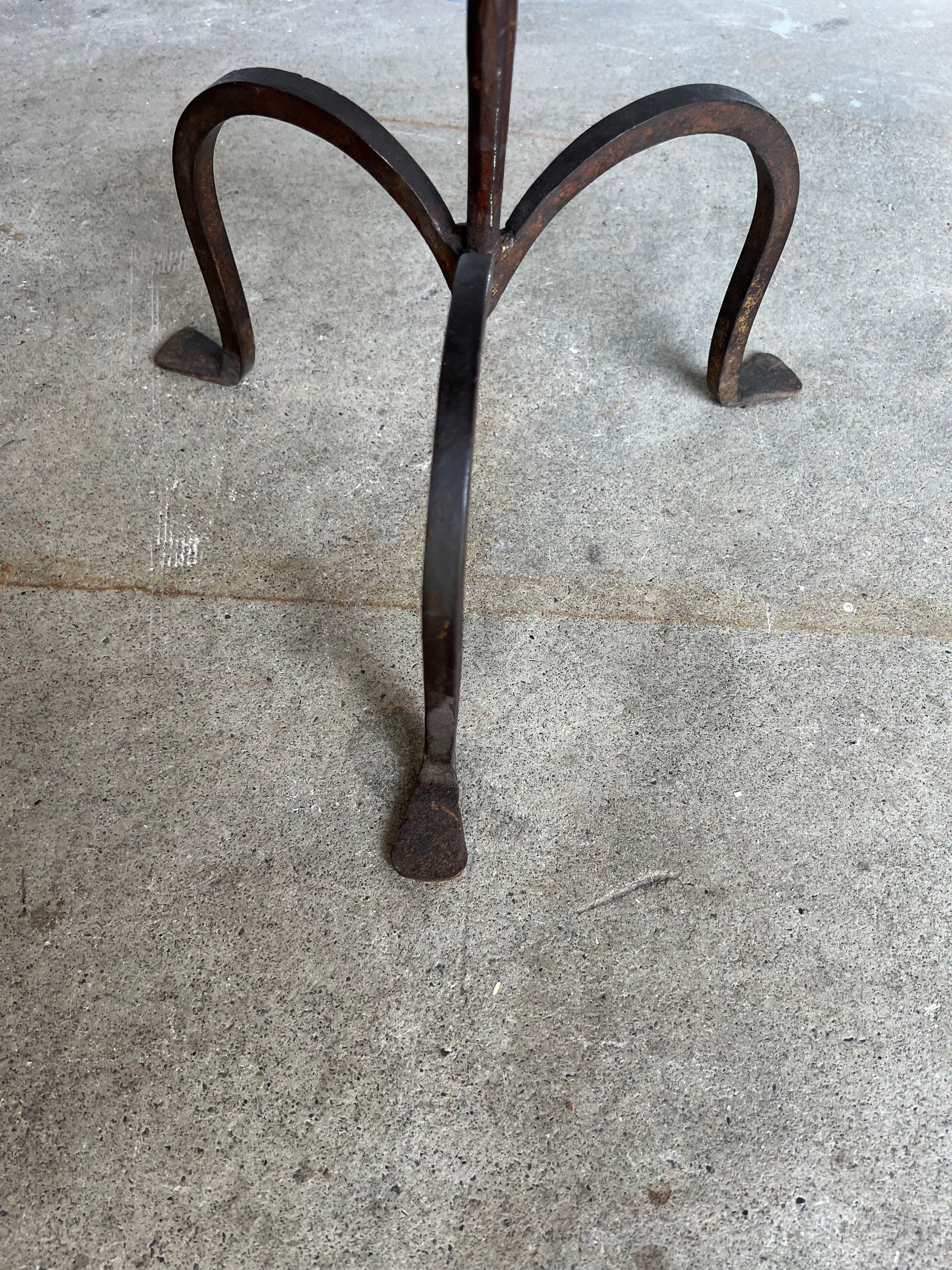 Iron Bronzed Metal Drinks Table on a Tripod Base