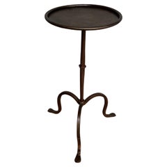 Bronzed Metal Drinks Table on a Tripod Base