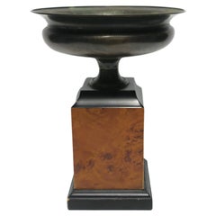 Bronzed Metal Urn Burl Column Neoclassical Style, circa 1970s