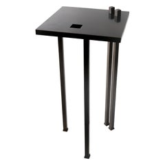 Mesa Auxiliar de Acero Bronceado Moderno/Contemporáneo Recorte Lineal Saliente Geométrico
