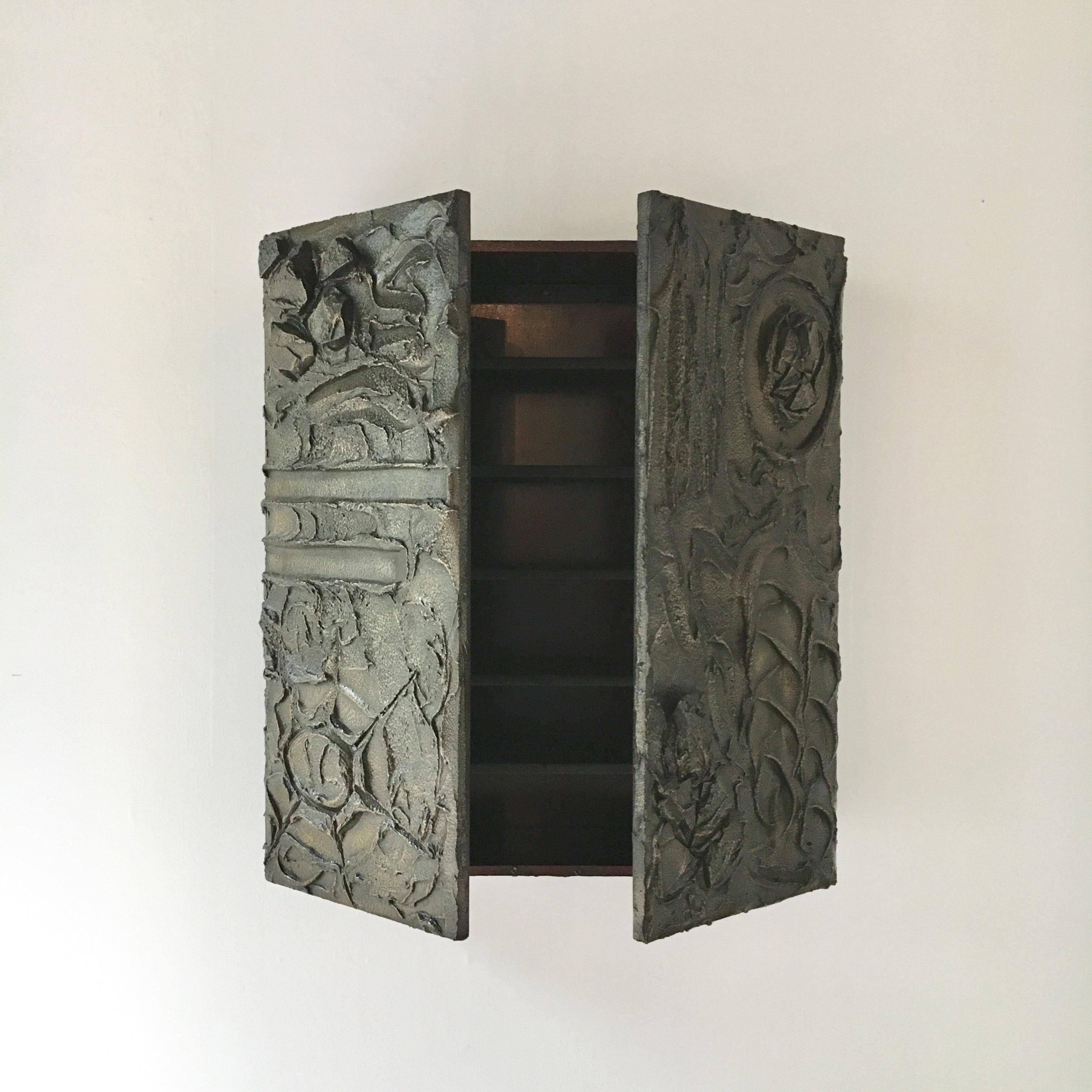 American Bronzed Resin Paul Evans designed Wall Hung Cabinet, 1970 For Sale