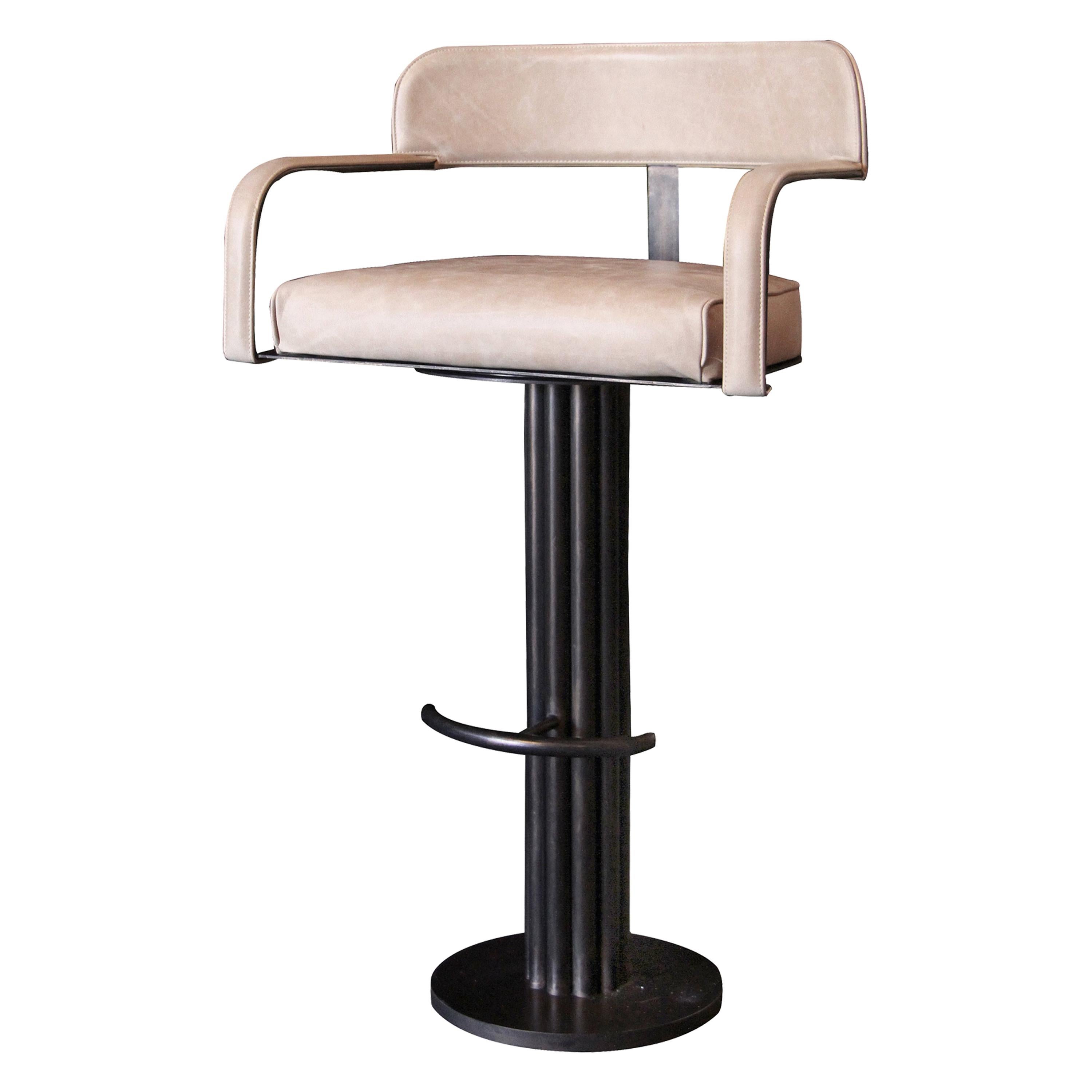 (wh)ORE HAUS STUDIOS Steel, Swivel Armrest Stool (adjustable height) For Sale