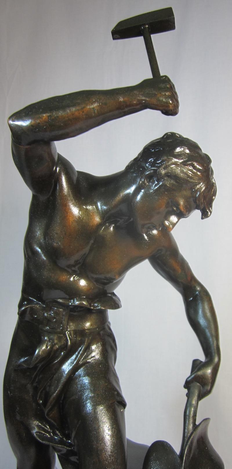 Bronzed Spelter Figure, The Forger of Peace 'Forgeron de la Paix' 3