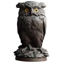 Antique Bronzed Spelter Lamp in the Form of an Owl, circa 1876