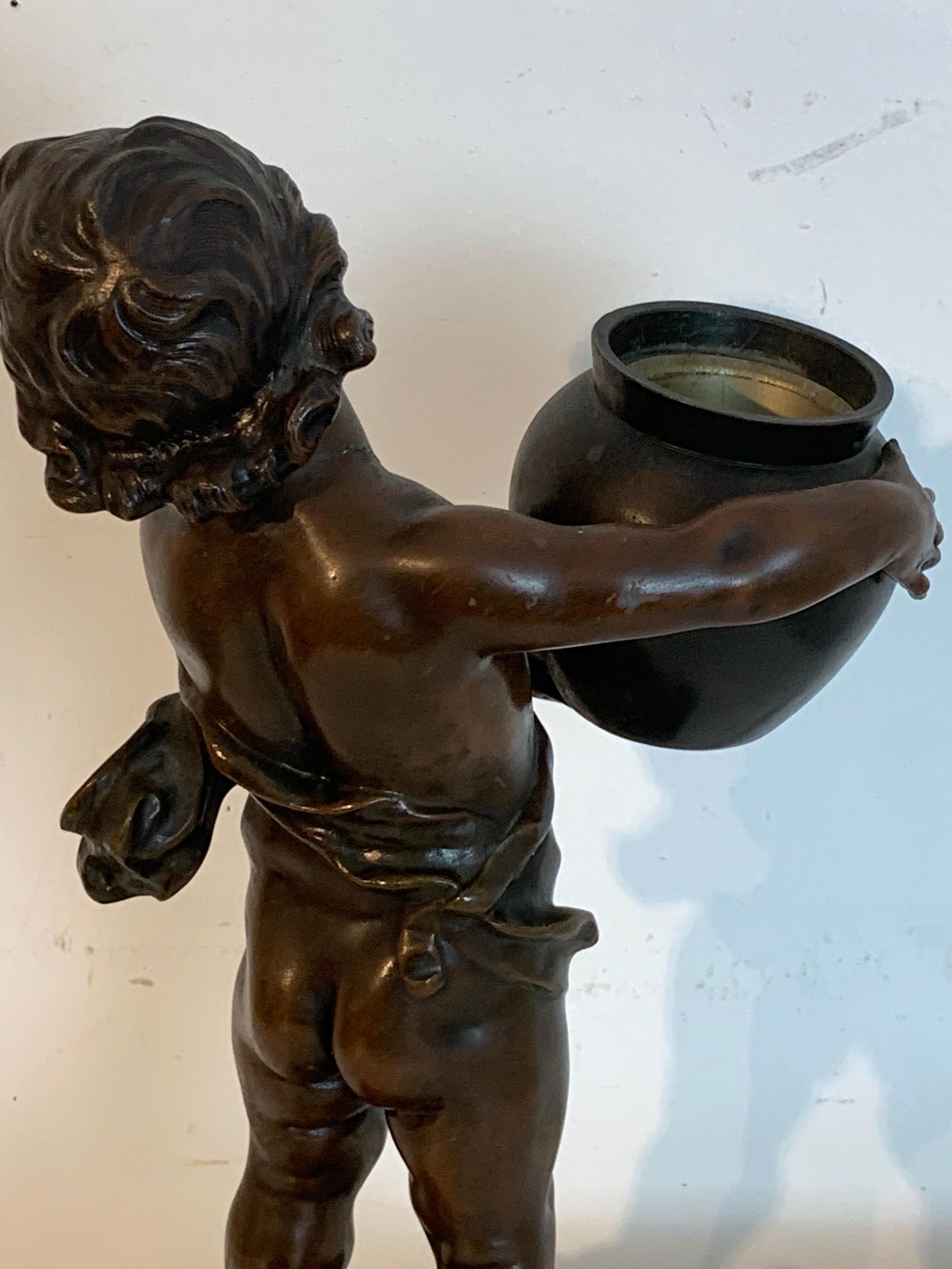 Bronzed Putto Jardinière/ Sculpture, 