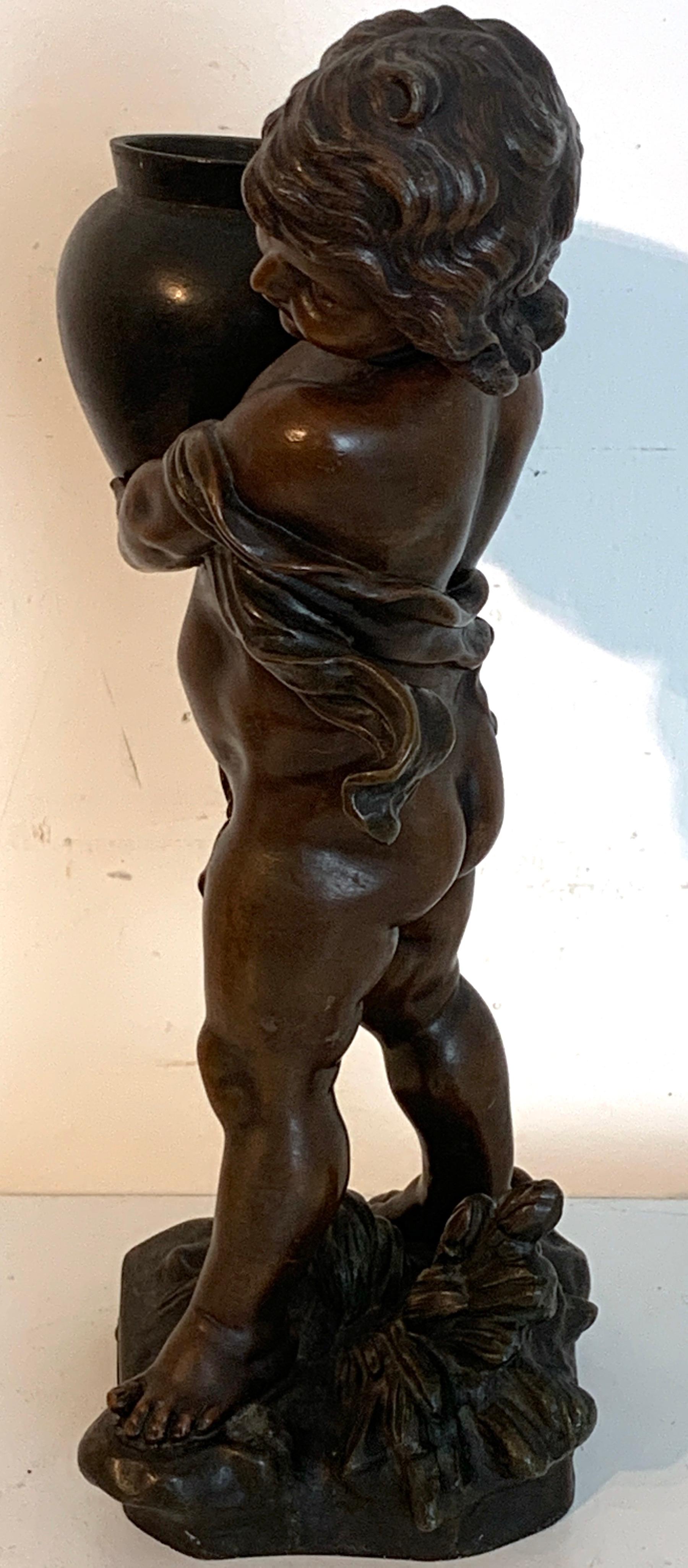 20th Century Bronzed Putto Jardinière/ Sculpture, 