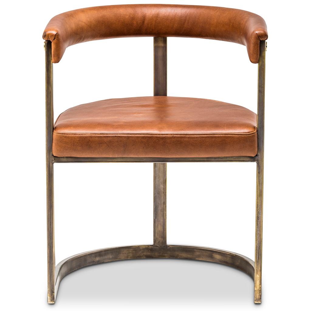 South African Bronzed Steel and Leather Contemporary Agate Dining Chair by Egg Designs For Sale