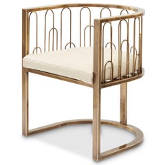 Bronzed Steel & Leather Contemporary Waterfall Dining Chair by Egg Designs