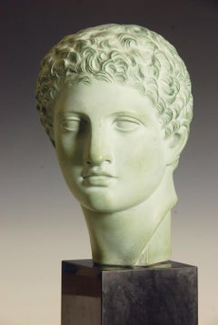 Bronzed Terracotta Bust of Roman / Greek Male on Marble Base