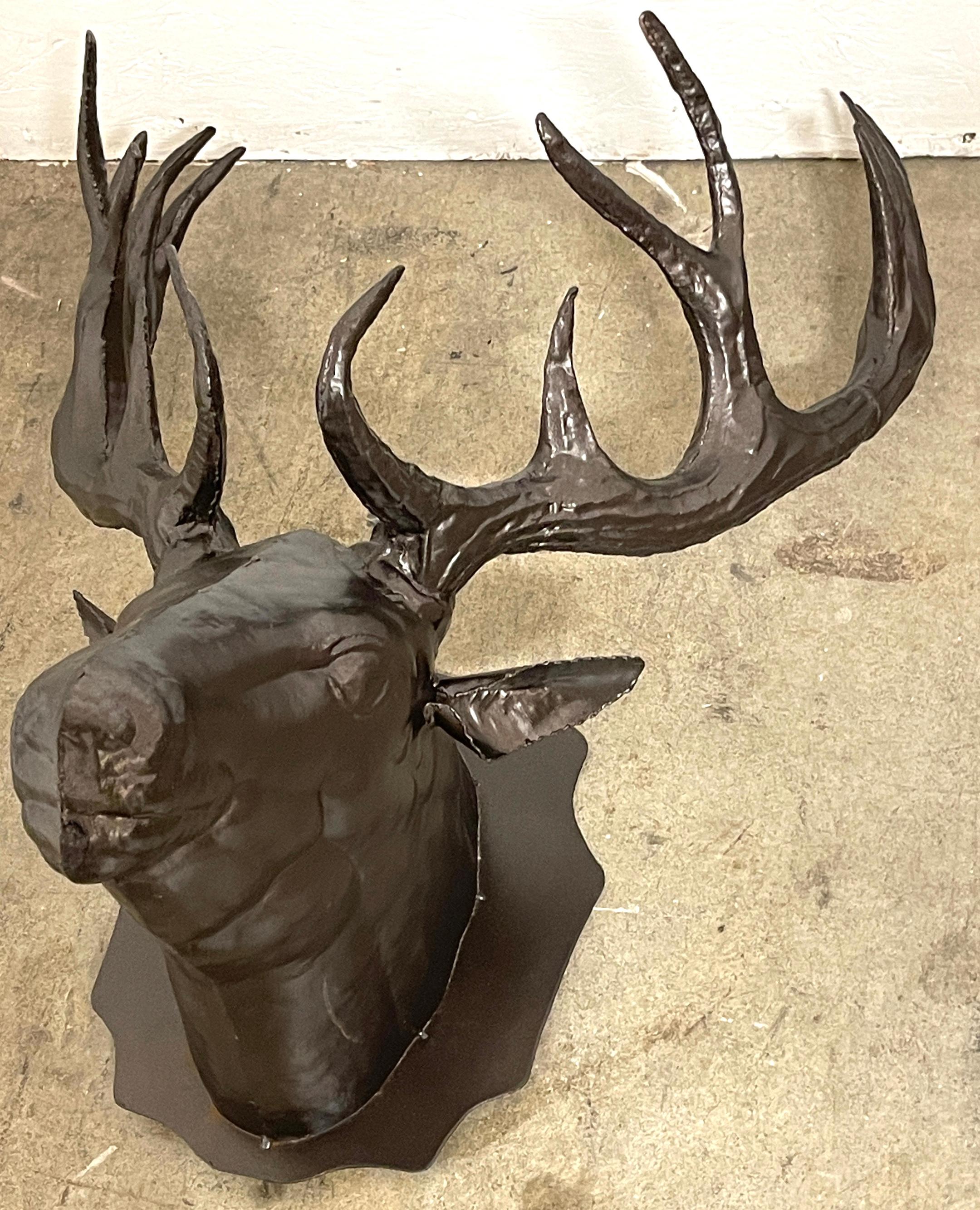 Bronzed Tole 14-point Buck Trophy Head Wall Mount  For Sale 3