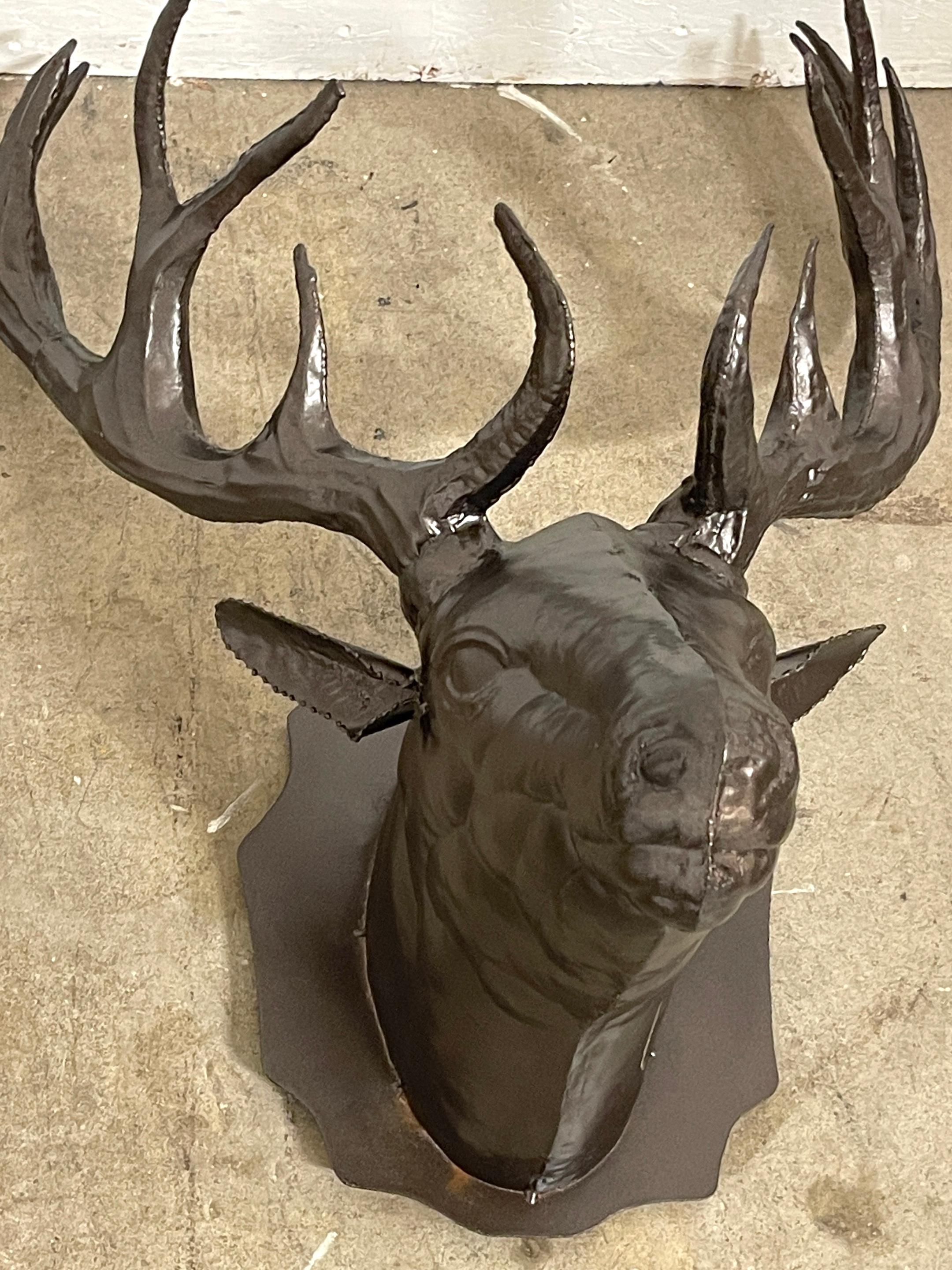 Bronzed Tole 14-point Buck Trophy Head Wall Mount  For Sale 4